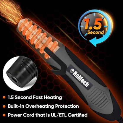 ROMECH 350W Heat Gun with 2 Nozzles, Dual Temp Heat Gun 400°F-660°F, Fast Heat Hot Air Gun with Overload Protection for DIY Craft Embossing Shrink Wrapping (Grey) - color: Grey