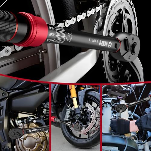 VANPO Torque Wrench 3/8-inch Drive 5-45 Ft-Lb for Spark Plugs,±3% Accuracy | Click Style, 6.8-61Nm, Dual-Direction, 72 Tooth, Aluminum Adjustable Torque Wrench for Bike, Motorcycle & Engine Repair - size: 3/8-Inch(5-45 Ft-Lb/6.8-61 Nm)