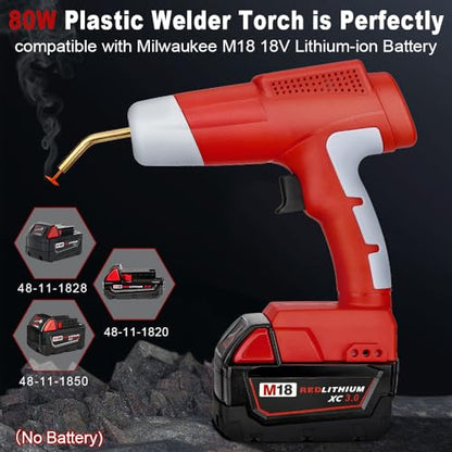 Choerinton Plastic Welder Compatible with Milwaukee 18V Lithium Battery, with 600PCS Staples, Pure Copper Transformer, Rapid Heating, Plastic Welding Kit for Car Bumper, Dashboard & Repair(No Battery) - color: For Milwaukee Battery
