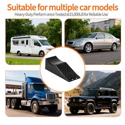 2 Piece Tandem Wheel Ramp, Portable Car Service Ramp, 5.5in Tire Lift Trailer Wheel Jack RV Flat Tire Ramp, for Routine Tire Replacement Repairs