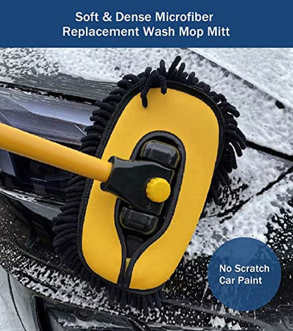 YeewayVeh Car Wash Brush Replacement Cover, Soft Microfiber Car Wash Mop Head Compatible with 15° Curved Pole Long Handle Cleaning Brush Mop, Yellow - color: Chenille Yellow