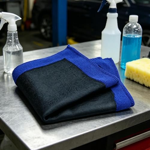 Clay Bar Towel for Car Detailing - Fine Grade Synthetic Microfiber Cloth | Black Line Clay Towel - for Interior Carpet Glass Paint Wheel Engine Home Garage Workshop Marine RV Motorcycle