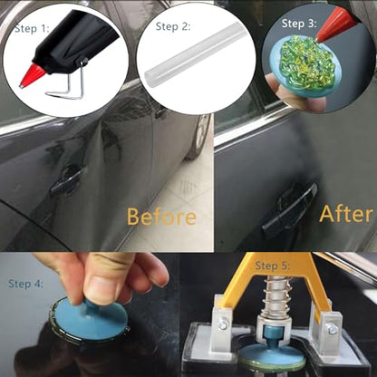 Dent Puller Tabs, 8Pcs Car Body Dent Removal Pulling Tabs,Paintless Dent Repair Tool, Ice Suction Cup Glue Tabs for Automobile Dent Repair Hail Damage Removal Tools (Light Blue)
