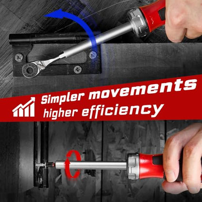 Geinxurn 19 Pieces Ratcheting Screwdriver Set and Socket Wrench Set, Mini Rachet Wrench, Rachet Screwdriver Handle and Nut Driver with 12 Pcs Impact Screwdriver Bit, Hand Tools Set for Repair DIY - style: RM019-B-US