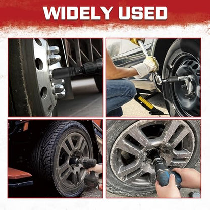 7Pcs Axle Nut Socket Set, 6-Point Metric 1/2 Impact Socket Set, 29mm to 38mm, 1/2” Drive Deep Spindle Axle Nut Impact Socket Set with Storage Case, Cr-Mo