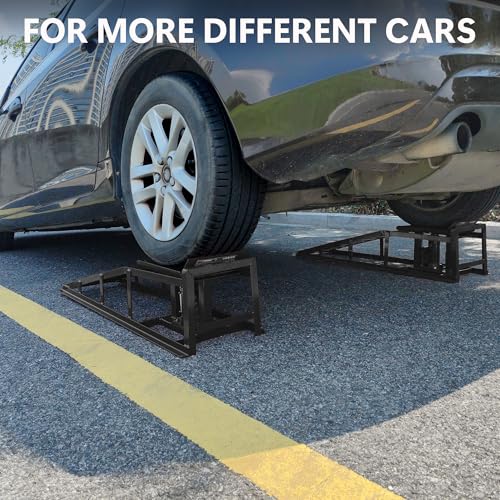 2PCS 5T Hydraulic Car Ramps, Heavy Duty Hydraulic Vehicle Ramps Lift Ramp, Portable Car Ramps for Oil Changes, Car Lifts for Home Garage, Vehicle Auto Garage Repair - color: Black