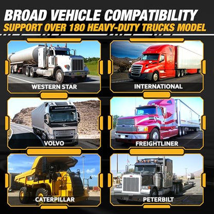 Diesel Laptops Heavy Duty Truck Scanner with DPF Regens Diesel Decoder Mobile Diagnostic Tool for Use with Cummins, Volvo, Paccar, International Vehicles and Repair Information for iOS & Android