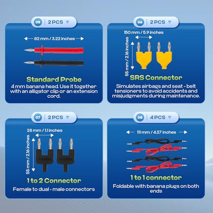 110-PCS Automotive Multimeter Test Leads Kit with Alligator Clips, Banana Plugs & Probes – Professional Circuit Diagnostic Tool for Cars, Trucks, RV (110-PCS)