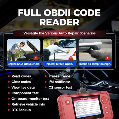 LAUNCH X431 Creader VII+ V2.0 Car Code Reader 2026,Full EOBD OBD2 Scanner Testing Engine/Transmission/ABS/Airbag System, 3 Reset Oil Service/Throttle Relearn/SAS Reset, Lifetime Free Update