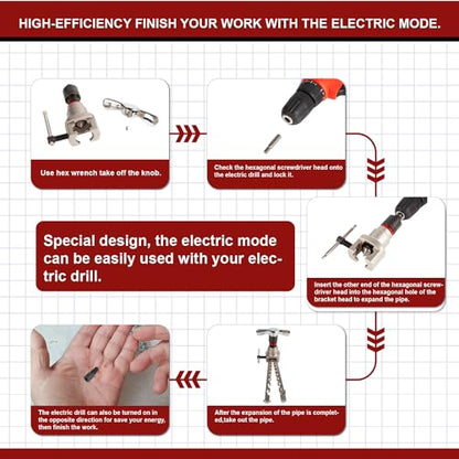 Wostore Manual & Electric Eccentric Flaring Tool - 9 Dies for Eccentric Flares on 6mm,1/4",9mm,3/8",10mm,12mm,1/2",5/8"(16mm)&3/4"(19mm) Copper Pipes - Ideal for Refrigeration HVAC Plumping Work… - size: Manual and Electric 9 size tool