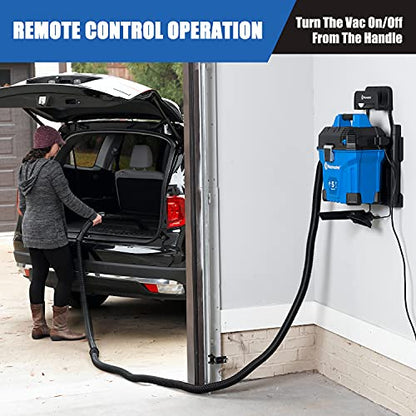 Vacmaster VWMB508 0101 5 Gallon Wall-Mount Wet/Dry Vacuum with Remote Control Operation - color: Blue