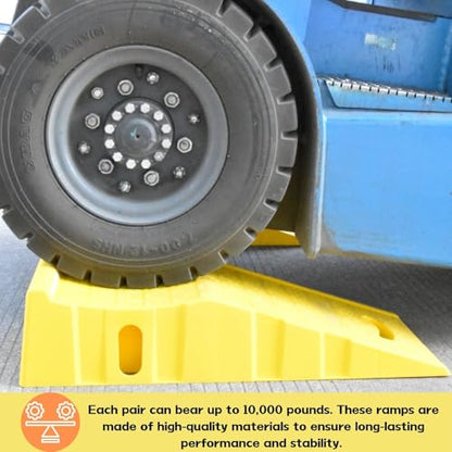 2Pack 6″ Yellow Lift Car Ramps - 10,000 lbs Capacity per Pair, Non-Slip Surface with Reflectors,Vehicle Service Ramps for Maintenance, Oil Changes, and Repairs