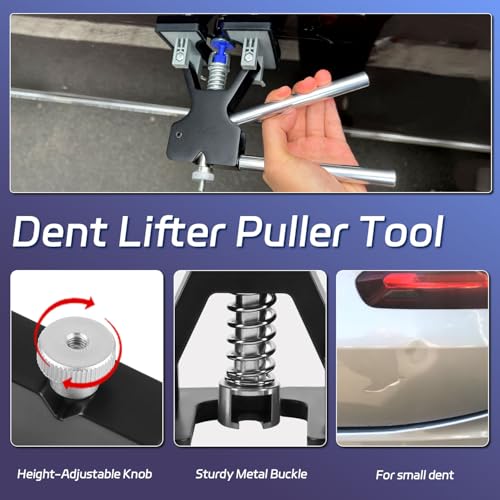 VEXTRO Dent Puller Kit - Paintless Body Repair Tools with Slide Hammer T-Bar Bridge Puller Glue Gun and Sticks - for Car Hail Damage and Door Ding Removal on Trucks SUVs or Auto Metal Surfaces