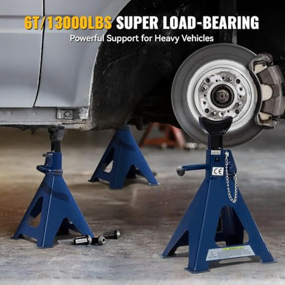 6 Ton (13,000 lbs) Heavy Duty Steel Jack Stands, Double Locking Adjustable Car Jack Stands with Wide Pyramid Base & Large Saddle, 16.7"- 23.8" Lifting Height for SUVs, Trucks & Cars, 1 Pair - size: 1 Pair