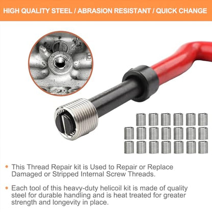 BELOMI Helicoil Thread Repair Kit, Metric and SAE Repair Tools with HSS Drill Bit and Thread Inserts, Auto Repairing Tool for Damaged Thread M6 x 1.0mm Size, Universal Car Accessories - size: M6