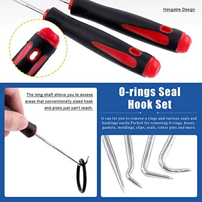 Glarks 834Pcs Metric & SAE O-Rings Assortment Kit Including 407Pcs SAE Rubber O-Rings, 419Pcs Metric O-Rings, 8Pcs Long and Short Picks and Hooks and 1pc Tool Bag for Plumbing, Gas, Automotive Repair
