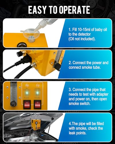 Smoke Machine Automotive with Built-in Air Compressor, Professional Smoke Leak Detector for Car, Diagnostic Leak Tester Tools for EVAP, Vacuum, Fuel and More Leak Testing