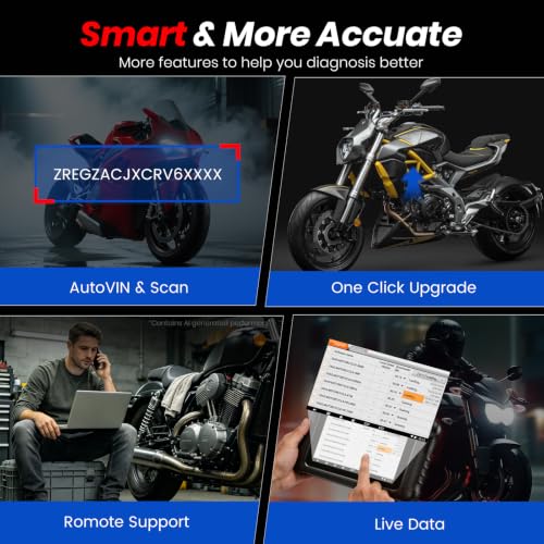 ANCEL MT700 Motorcycle OBD2 Scanner Full Systems, ABS Engine Meter TPMS Diagnostic Tool with 35+ Reset Functions for Harley Indian Yamaha Polaris Piaggio Ducati Honda BMW, AutoVIN, 7”Touch Screen,16G - color: Light black