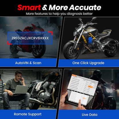 ANCEL MT700 Motorcycle OBD2 Scanner Full Systems, ABS Engine Meter TPMS Diagnostic Tool with 35+ Reset Functions for Harley Indian Yamaha Polaris Piaggio Ducati Honda BMW, AutoVIN, 7”Touch Screen,16G - color: Light black
