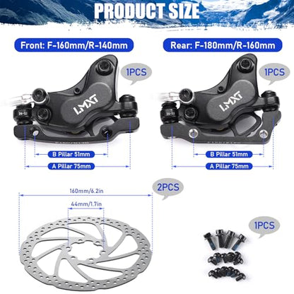 TOBWOLF MTB Hydraulic Disc Brake Set, Four-Piston Bike Brake Upgrade Kit | 160mm Rotors & Ceramic Pads | Left Front 85cm and Right Rear 145cm Hoses | Brake Conversion Kit for MTB & E-Bike - color: Upgrade Hydraulic Disc Brake Set - Four Piston