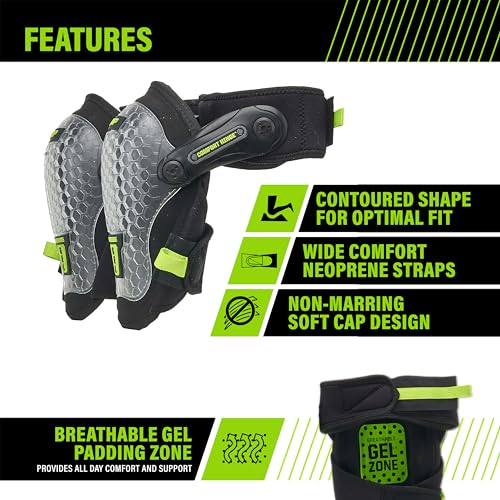 AWP Gel Pro Comfort Hinge Knee Pads | Dual Gel/Foam Padding + Comfort Hinge Design | Non-Marring Cap, Breathable Straps | Jobsite Knee Protection for Flooring, Construction & Landscaping - size: 1 Pair, style: Gel Pro Foam Padding Knee Pads