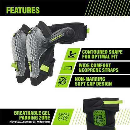 AWP Gel Pro Comfort Hinge Knee Pads | Dual Gel/Foam Padding + Comfort Hinge Design | Non-Marring Cap, Breathable Straps | Jobsite Knee Protection for Flooring, Construction & Landscaping - size: 1 Pair, style: Gel Pro Foam Padding Knee Pads