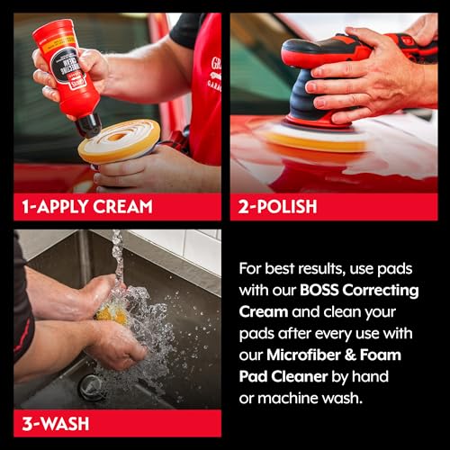 Griot's Garage Orange Foam Correcting Pads for Car Polishing and Detailing, Removes Light to Moderate Paint Defects, Durable, Machine-Washable, 10617, 6.5", Set of 2 - size: 6.5" Pads (Set of 2)