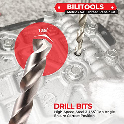 BILITOOLS M10x1.5 Thread Repair Kit, HSS Drill Helicoil Repair Kit Metric - size: M10 x 1.5, style: Metric