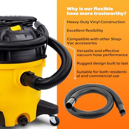 9196300 Flexible Hose for Shop-Vac 1.25 Inch Diameter x 4 Ft Length | Durable Vinyl Hoses Compatible with Craftsman Wet/Dry Shop Vacuums & Dust Collector Systems Attachments