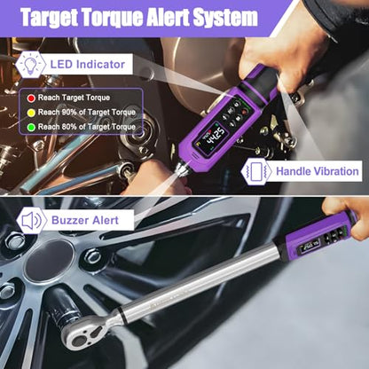 ANPUDS Digital Torque Wrench Set 3/8" & 1/2" Drive, ±1% Accuracy | 0.66-44.25 Ft-lb & 3.76-250.75 Ft-lb, Electric Torque Wrench with Vibration/Buzze/LED Flash Alert, for Car Motor Bike Repair - size: 3/8" (0.66-44.25 Ft-lb) & 1/2" (3.76-250.75 Ft-lb)