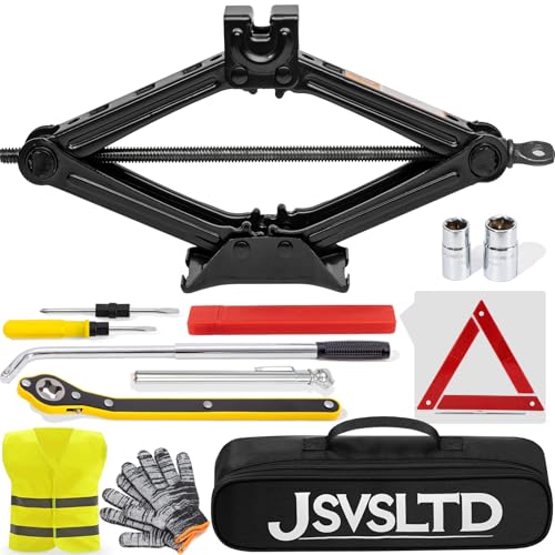 Car Jack Kit 2 Ton (4,409 lbs) Portable Scissor Jack for Car, Tire Jack Changing Kit with Lug Wrench, Black