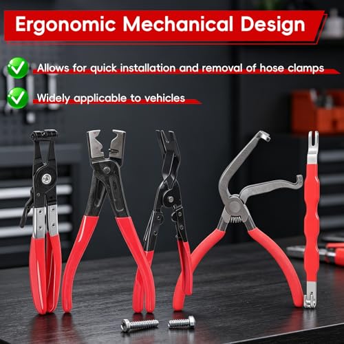 6 Piece automotive electrical disconnect pliers kit, Electrical connector removal tool for Cars, professional hose clamp kit, Plug Release & Wire Terminal Remover, Clip Removal Tools, with Storage Bag