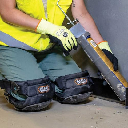KLEIN TOOLS 60344 Knee Pads, Hinged Gel Knee Pads with Slip Resistant Rubber Caps, Quick-Release Clips and Adjustable Straps, Black