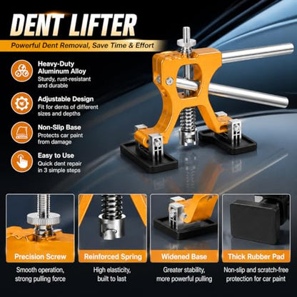 Auto Paintless Dent Removal Kit – Adjustable Paintless Dent Repair Tool for Auto, Motorcycle, & Metal Surfaces, Complete Car Dent Puller kit Quick Fix for Small & Large Dings, Hail Damage