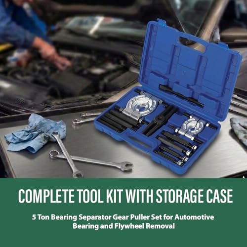 GRAND ORANGE 5-Ton Bearing Separator Set Flywheel Gear Puller Kit | 12PCS Heavy Duty 45# Steel with Storage Case