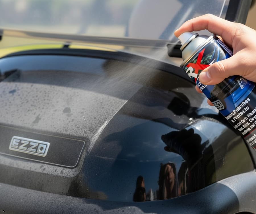 Hardline Products USA RX UV Protectant Golf Cart Detailer & Polish – Restores Vinyl Windows, Polycarbonate Windshields & Plastic Trim – Anti-Static – Cleaning Kit with Microfiber Towel - RXCT
