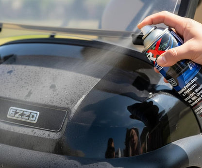 Hardline Products USA RX UV Protectant Golf Cart Detailer & Polish – Restores Vinyl Windows, Polycarbonate Windshields & Plastic Trim – Anti-Static – Cleaning Kit with Microfiber Towel - RXCT