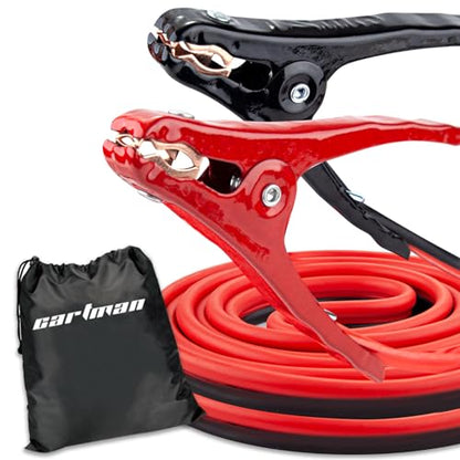 Cartman 10 Gauge 12 ft Jumper Cables for Compact Cars with Carry Bag | Rubber-Insulated Safe-Grip Clamps, High-Density CCA Core, Cold-Resistant TPR Jacket - size: 12-Feet (10-Gauge)