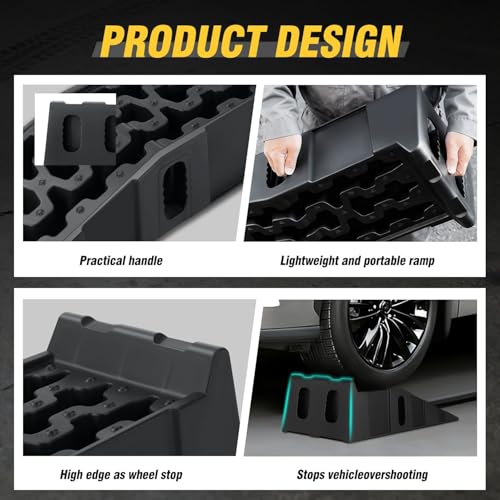 DNA Motoring 6.7" Car Lift Ramp, 9.6" Working Width, 2-Pack Vehicle Parking Ramp Stand - 7.2T G.V.M Capacity, Multifunctional Portable Ramp for Car Service, TOOLS-00816 - size: 35.75"L x 12.13"W x 8.66"H