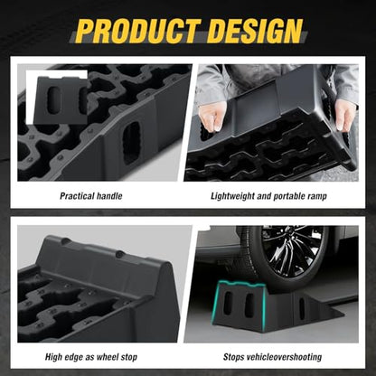 DNA Motoring 6.7" Car Lift Ramp, 9.6" Working Width, 2-Pack Vehicle Parking Ramp Stand - 7.2T G.V.M Capacity, Multifunctional Portable Ramp for Car Service, TOOLS-00816 - size: 35.75"L x 12.13"W x 8.66"H