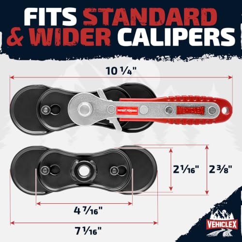 Vehiclex Brake Caliper Compression Tool, Standard + Extended Plates | Brake Pad Spreader, Steel Plates with Reinforced Ribs, Captive Bolts, For Single, Dual and Quad Piston Calipers - size: Extended plates