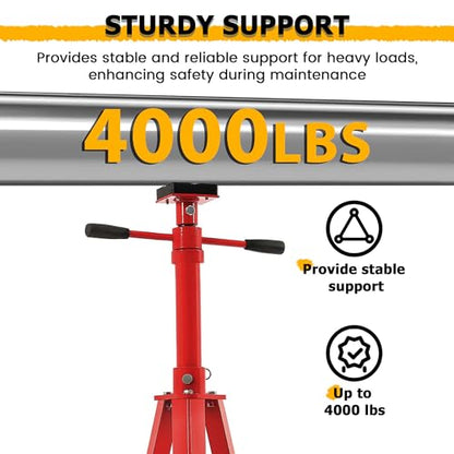 KUAFU Adjustable Under Hoist Tripod Stand 2 Ton High Lift Jack Stand Reach | Underhoist Support Stand 4000lbs Capacity Lift Stand for Car Lift High-Position Lift Range 47.4"-84.5" - size: Red