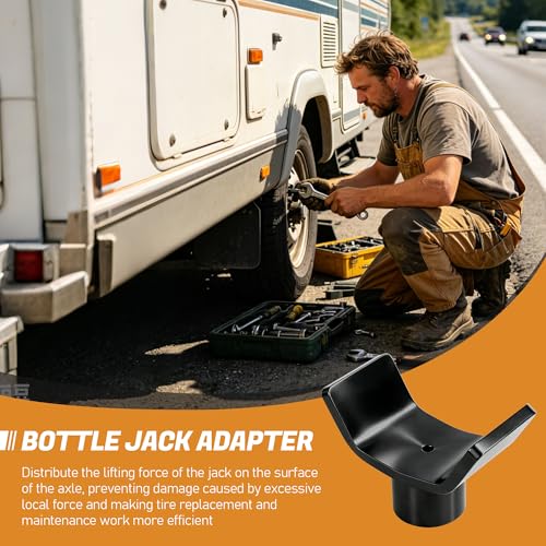 Bottle Jack Adapter Saddle for RV, Trailer & Truck, Square Axle Tube Cradle | Heavy Duty Steel Lifting Saddle for 2", 3", 4" Round & Square Shaft Tubes, 12ton Bottle Jack Accessories