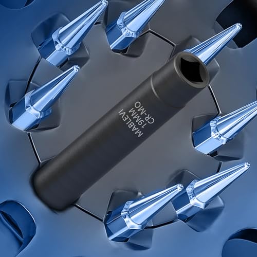 MABLEVI 8PCS Wheel Lock Removal Kit, SAE Metric Lug Nut Key Set for Easy Removal of Locking Lug Nuts on Aftermarket 5, 6, 7, 12 Spline and Hex Style - size: Upgrade 8pcs