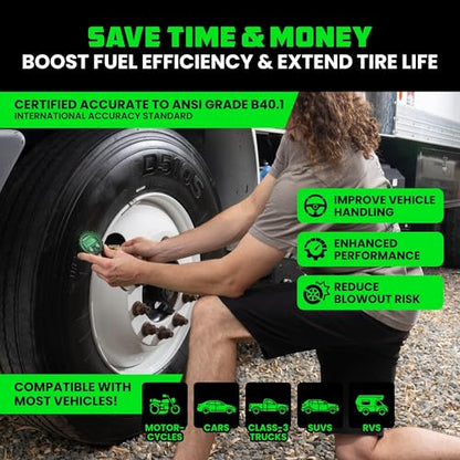 Rhino USA Digital Tire Pressure Gauge with Inflator (250 PSI) - Air Chuck | Professional Air Chuck & Compressor Attachments. 0.1 Display Resolution for Precise Readings on Car & Truck Tires. - style: 250psi Digital
