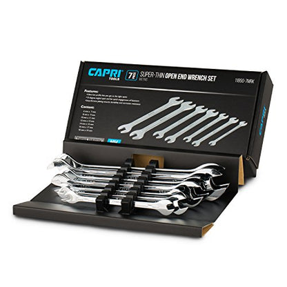 Capri Tools Super-Thin Open End Wrench Set, Metric, 6 to 19 mm, 7-Piece (11850-7MRK) - size: Metric Set, style: 7-Piece (6 to 19 mm)