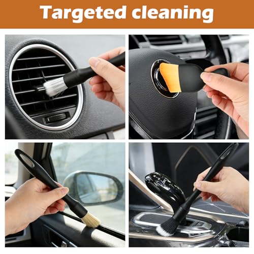 10Pcs Car Detailing Brush Set, Car Interior Detailing Brushes, Auto Ultra-Soft Cleaning, Non-Scratch, Dust Removal Brushes for Interiors & Exteriors Automotive Wheel Rim