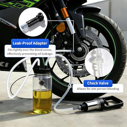 MR CARTOOL Brake Bleeder Kit 1L Brake Bleeder Bottle with Magnet, One Way Check Valve 25.98inTube for Motorcycle Collect Brake Fluid