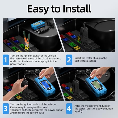 Joinfworld Car Fuse Tester Automotive Circuit Fault Probe Tester 20A 48V with Led Display & Front Lighting Car Relay Fuse Checker for Current Circuit Testing(No Battery Included)