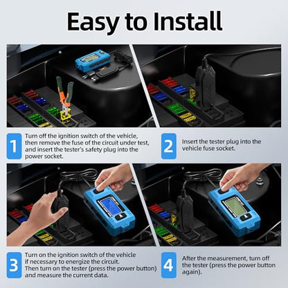 Joinfworld Car Fuse Tester Automotive Circuit Fault Probe Tester 20A 48V with Led Display & Front Lighting Car Relay Fuse Checker for Current Circuit Testing(No Battery Included)